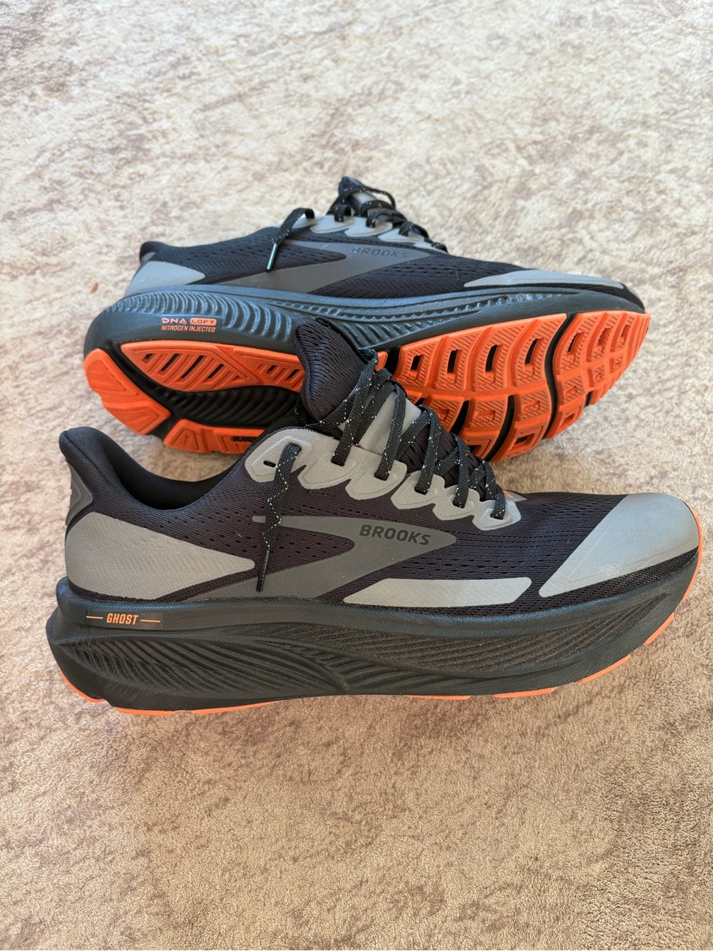 Brooks Men’s Running Shoes — Black, Gray & Orange Accents